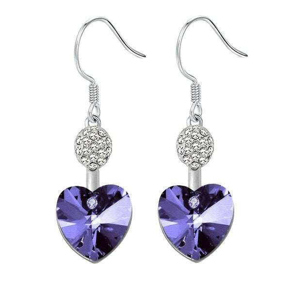 Wholesale alloy Rhinestone love zircon earrings JDC-ES-YinX023 Earrings 伊杏 1-purple Wholesale Jewelry JoyasDeChina Joyas De China