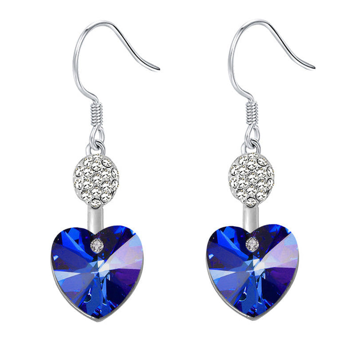 Wholesale alloy Rhinestone love zircon earrings JDC-ES-YinX023 Earrings 伊杏 blue-1 Wholesale Jewelry JoyasDeChina Joyas De China
