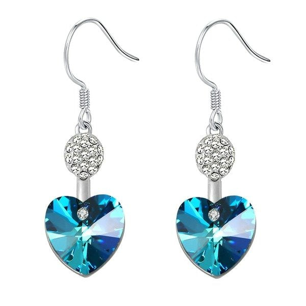 Wholesale alloy Rhinestone love zircon earrings JDC-ES-YinX023 Earrings 伊杏 blue-2 Wholesale Jewelry JoyasDeChina Joyas De China