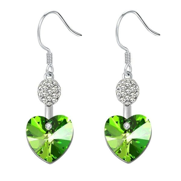 Wholesale alloy Rhinestone love zircon earrings JDC-ES-YinX023 Earrings 伊杏 green Wholesale Jewelry JoyasDeChina Joyas De China
