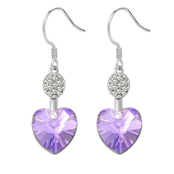 Wholesale alloy Rhinestone love zircon earrings JDC-ES-YinX023 Earrings 伊杏 purple Wholesale Jewelry JoyasDeChina Joyas De China