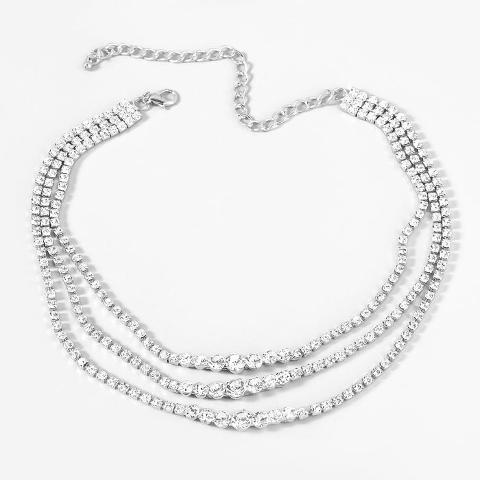 Wholesale Alloy Rhinestone Multilayer Necklace JDC-NE-JL178 Necklaces 氿乐 silver Wholesale Jewelry JoyasDeChina Joyas De China