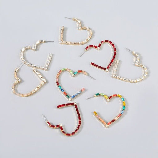 Wholesale Alloy Rhinestone Notch Heart Shaped Earrings JDC-ES-JL-019colored rhinestones Earrings ?鹄? Wholesale Jewelry JoyasDeChina Joyas De China