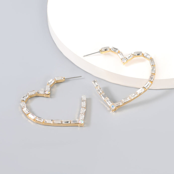 Wholesale Alloy Rhinestone Notch Heart Shaped Earrings JDC-ES-JL-019colored rhinestones Earrings ?鹄? Wholesale Jewelry JoyasDeChina Joyas De China