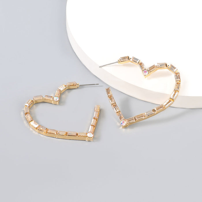 Wholesale Alloy Rhinestone Notch Heart Shaped Earrings JDC-ES-JL-019colored rhinestones Earrings ?鹄? gold Wholesale Jewelry JoyasDeChina Joyas De China