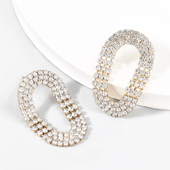 Wholesale Alloy Rhinestone Oval Earrings JDC-ES-JL-004 Earrings ?鹄? silver Wholesale Jewelry JoyasDeChina Joyas De China