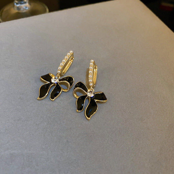 Wholesale Alloy Rhinestone Pearl Earrings JDC-ES-BY139 Earrings 宝钰 black Wholesale Jewelry JoyasDeChina Joyas De China