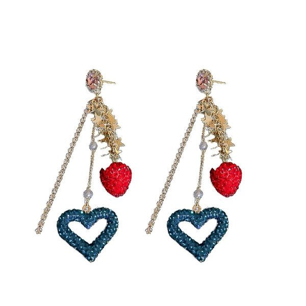 Wholesale Alloy Rhinestone Pearl Silver Needle Strawberry Earrings JDC-ES-BY155 Earrings 宝钰 Wholesale Jewelry JoyasDeChina Joyas De China