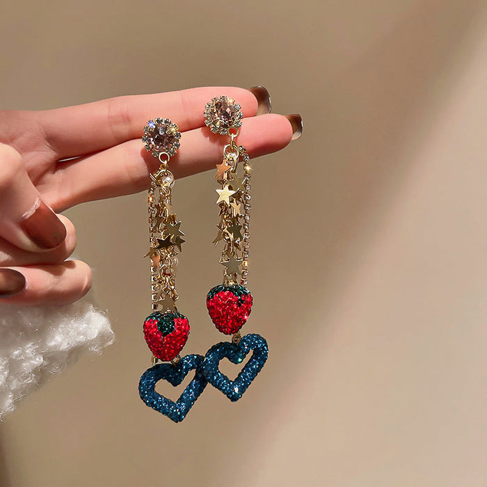 Wholesale Alloy Rhinestone Pearl Silver Needle Strawberry Earrings JDC-ES-BY155 Earrings 宝钰 Wholesale Jewelry JoyasDeChina Joyas De China