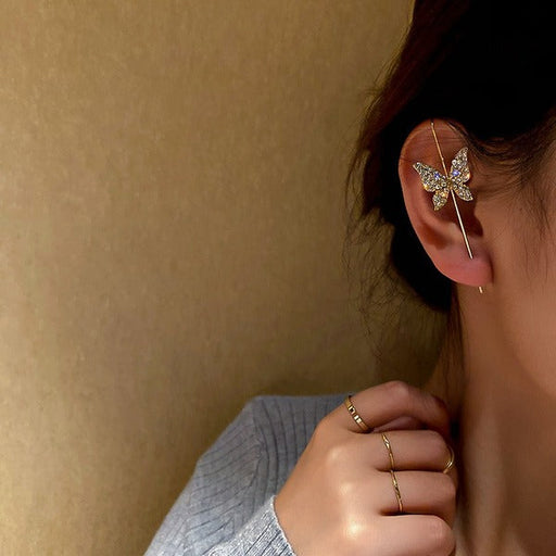 Wholesale alloy rhinestone pierced butterfly earrings JDC-ES-GSBY052 Earrings JoyasDeChina Wholesale Jewelry JoyasDeChina Joyas De China