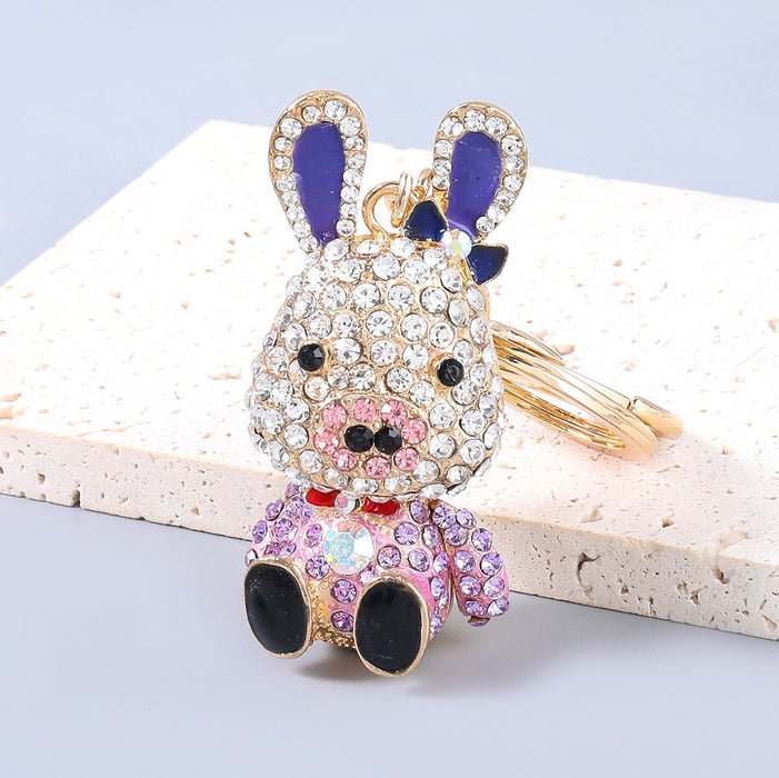 Wholesale Alloy Rhinestone Rabbit Keychain JDC-KC-JL014 Keychains 氿乐 blue Wholesale Jewelry JoyasDeChina Joyas De China