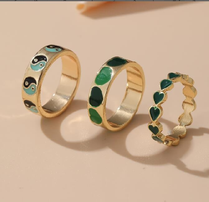 Wholesale Alloy Rhinestone Rings Set JDC-RS-F592 Rings 韩之尚 54164Set Dripping oil ring Wholesale Jewelry JoyasDeChina Joyas De China