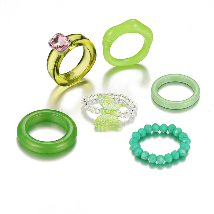 Wholesale Alloy Rhinestone Rings Set JDC-RS-F592 Rings 韩之尚 54174Set Dripping oil ring Wholesale Jewelry JoyasDeChina Joyas De China