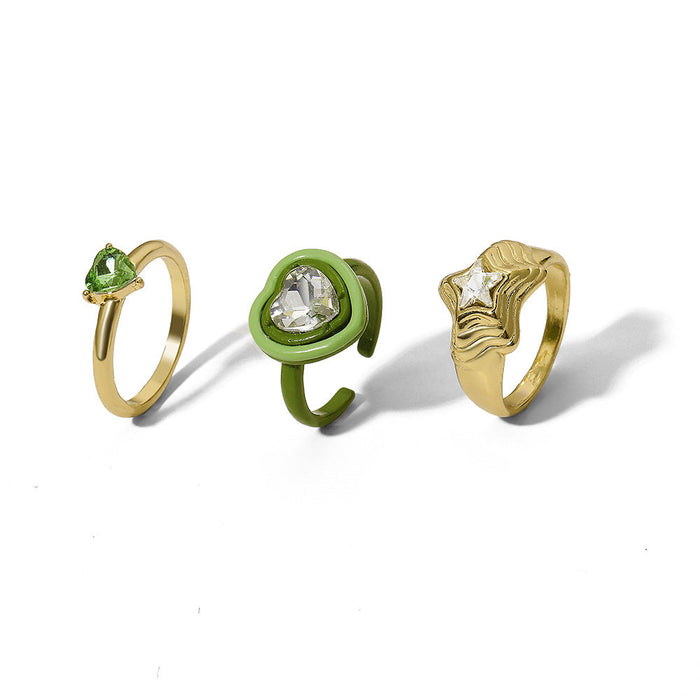 Wholesale Alloy Rhinestone Rings Set JDC-RS-F592 Rings 韩之尚 54889Set Dripping oil ring Wholesale Jewelry JoyasDeChina Joyas De China