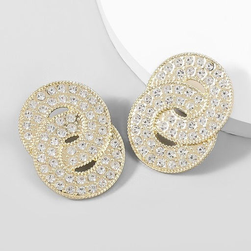 Wholesale alloy rhinestone round buckle earrings JDC-ES-JL-027 Earrings ?鹄? Wholesale Jewelry JoyasDeChina Joyas De China