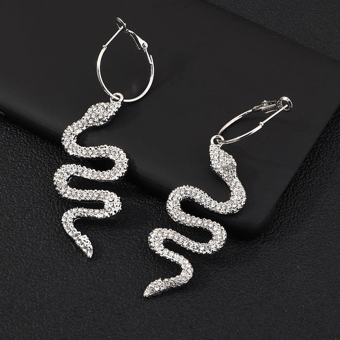 Wholesale Alloy Rhinestone Snake Earrings JDC-ES-NZ080 Earrings 奈珠 Wholesale Jewelry JoyasDeChina Joyas De China