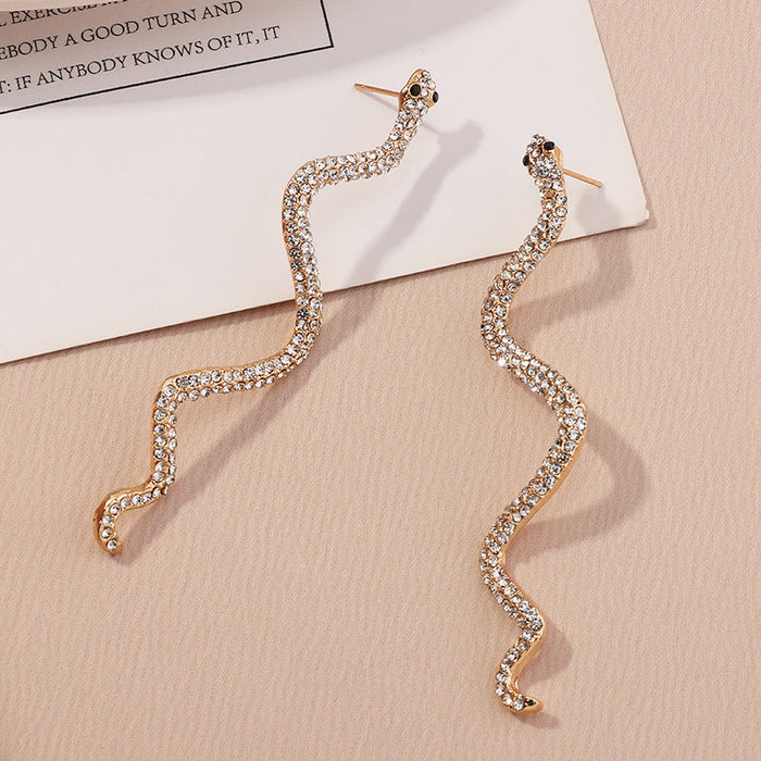 Wholesale Alloy Rhinestone Snake Earrings JDC-ES-NZ087 Earrings 奈珠 Wholesale Jewelry JoyasDeChina Joyas De China
