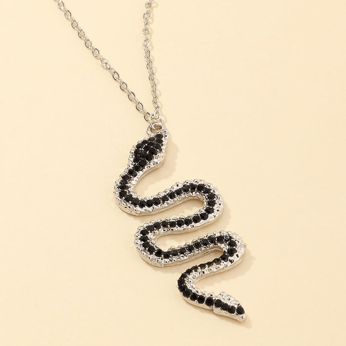 Wholesale alloy Rhinestone snake necklace JDC-NE-NZ036 Necklaces 奈珠 NZ1344heibai Wholesale Jewelry JoyasDeChina Joyas De China