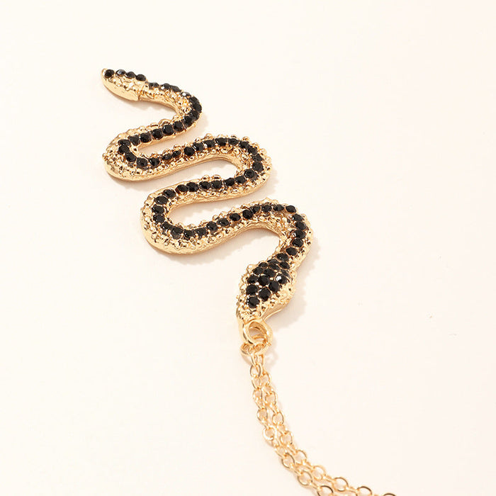 Wholesale alloy Rhinestone snake necklace JDC-NE-NZ036 Necklaces 奈珠 NZ1344heijin Wholesale Jewelry JoyasDeChina Joyas De China