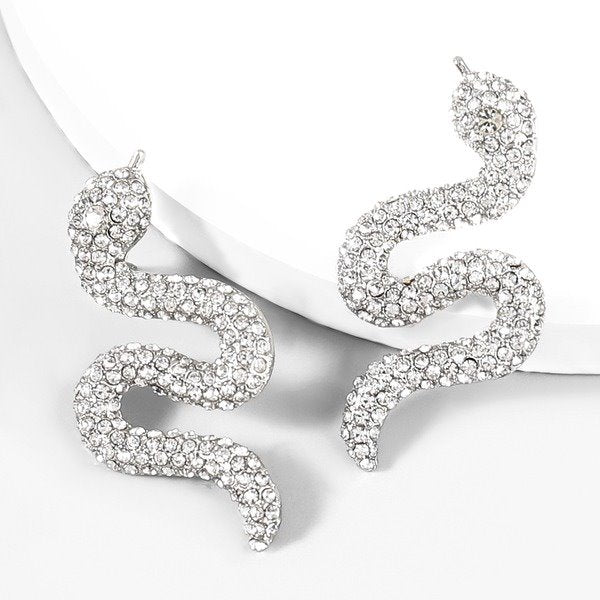 Wholesale Alloy Rhinestone Snake Shape Earrings JDC-ES-JL698 Earrings ?鹄? Wholesale Jewelry JoyasDeChina Joyas De China