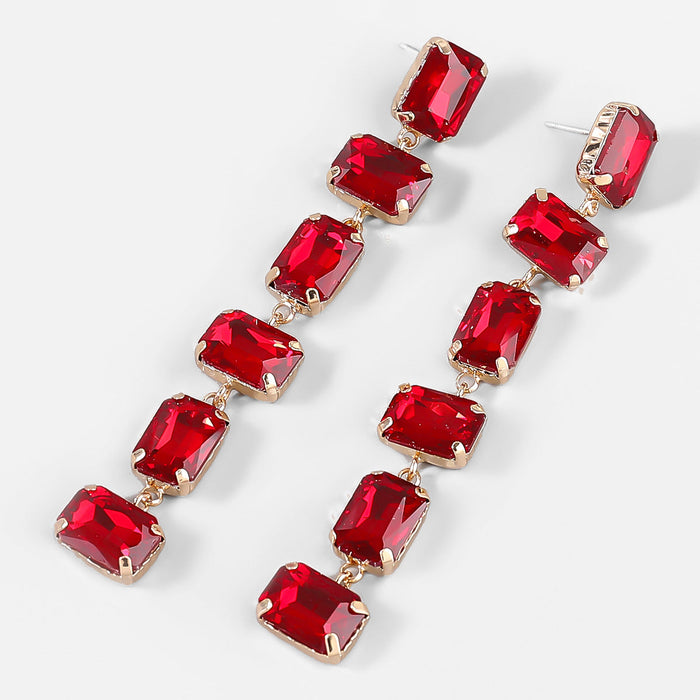 Wholesale Alloy Rhinestone Square Earrings JDC-ES-JL811 Earrings 氿乐 red Wholesale Jewelry JoyasDeChina Joyas De China