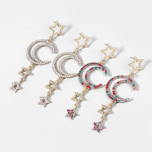 Wholesale Alloy Rhinestone Star and Moon Earrings JDC-ES-JL696colored rhinestones Earrings ?鹄? Wholesale Jewelry JoyasDeChina Joyas De China