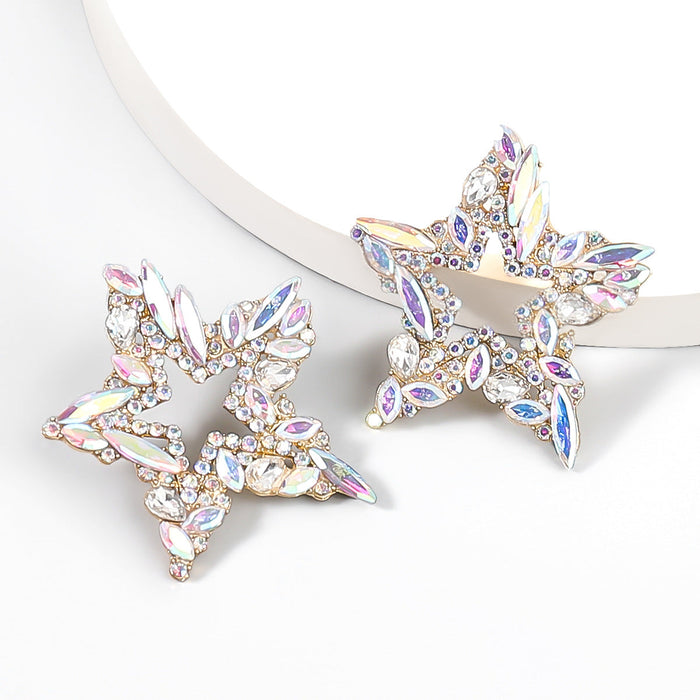 Wholesale Alloy Rhinestone Star Earrings JDC-ES-JL854 Earrings 氿乐 AB color Wholesale Jewelry JoyasDeChina Joyas De China