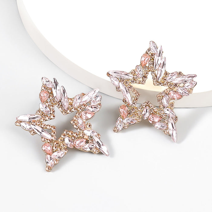 Wholesale Alloy Rhinestone Star Earrings JDC-ES-JL854 Earrings 氿乐 pink Wholesale Jewelry JoyasDeChina Joyas De China