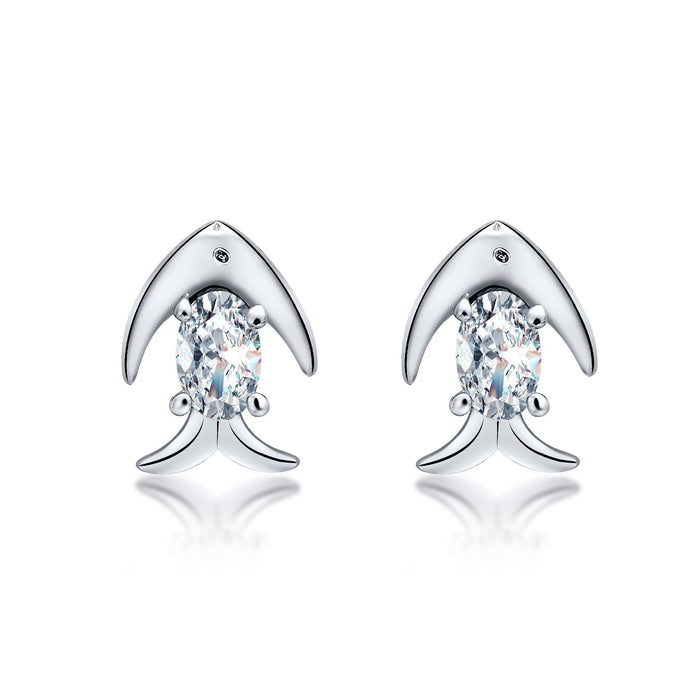 Wholesale alloy Rhinestone-studded fish earrings JDC-ES-YinX019 Earrings 伊杏 silver Wholesale Jewelry JoyasDeChina Joyas De China