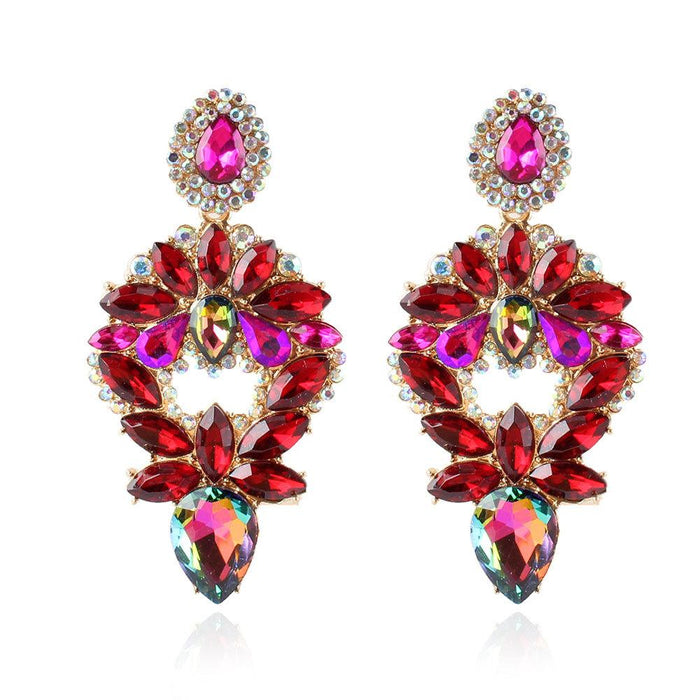 Wholesale alloy Rhinestone-studded geometric earrings JDC-ES-TC138 Earrings JoyasDeChina red Wholesale Jewelry JoyasDeChina Joyas De China