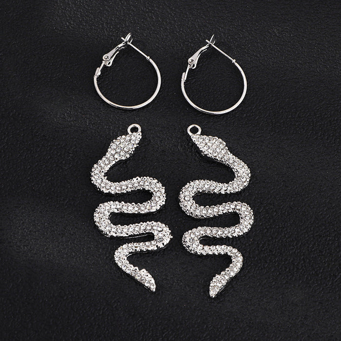 Wholesale alloy Rhinestone-studded snake earrings JDC-ES-NZ077 Earrings 奈珠 Wholesale Jewelry JoyasDeChina Joyas De China