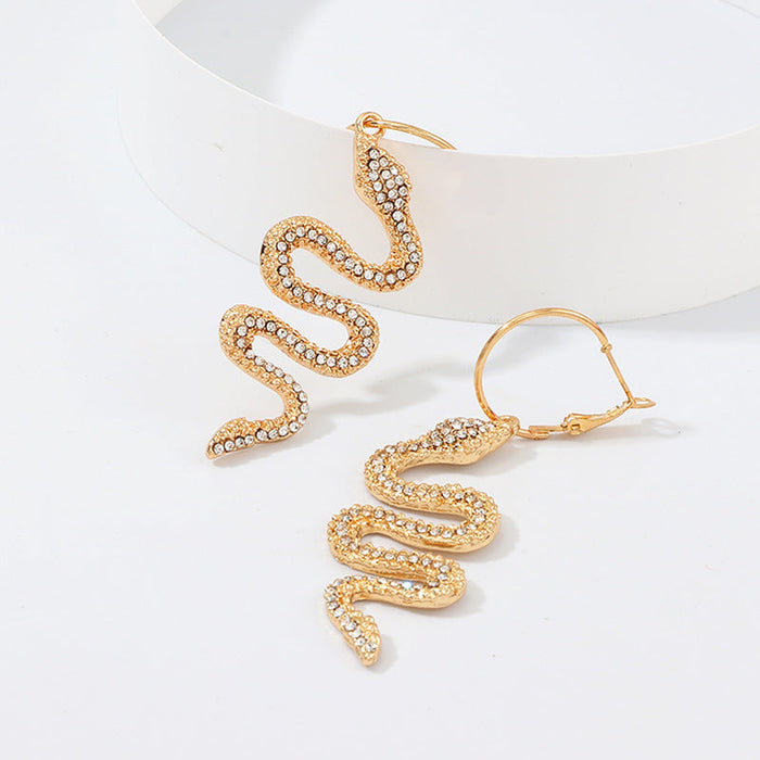 Wholesale alloy Rhinestone-studded snake earrings JDC-ES-NZ077 Earrings 奈珠 Wholesale Jewelry JoyasDeChina Joyas De China