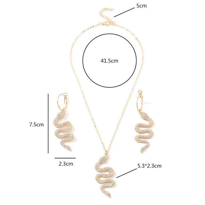 Wholesale alloy Rhinestone-studded snake earrings necklaces set JDC-ES-NZ078 Earrings 奈珠 Wholesale Jewelry JoyasDeChina Joyas De China