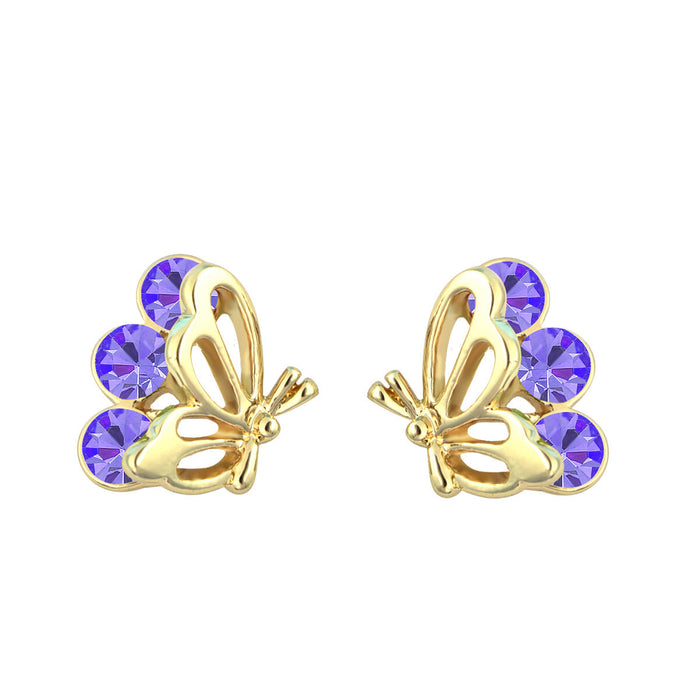 Wholesale alloy Rhinestone-studded zircon earrings JDC-ES-YinX008 Earrings 伊杏 Purple Wholesale Jewelry JoyasDeChina Joyas De China