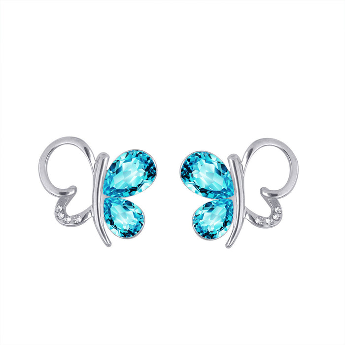 Wholesale alloy Rhinestone-studded zircon earrings JDC-ES-YinX009 Earrings 伊杏 Blue Wholesale Jewelry JoyasDeChina Joyas De China