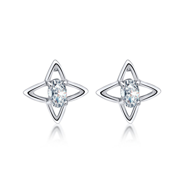Wholesale alloy Rhinestone-studded zircon earrings JDC-ES-YinX015 Earrings 伊杏 silver Wholesale Jewelry JoyasDeChina Joyas De China