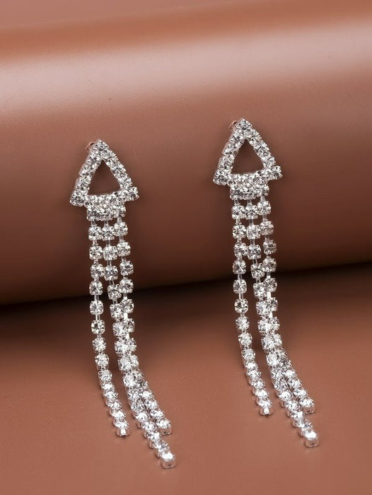 Wholesale alloy rhinestone tassel earrings JDC-ES-Bis004 Earrings 碧莎 Wholesale Jewelry JoyasDeChina Joyas De China
