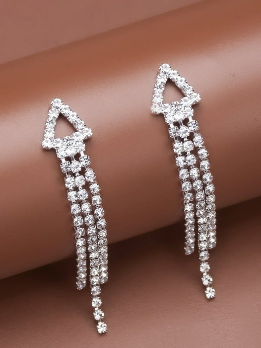 Wholesale alloy rhinestone tassel earrings JDC-ES-Bis004 Earrings 碧莎 Wholesale Jewelry JoyasDeChina Joyas De China