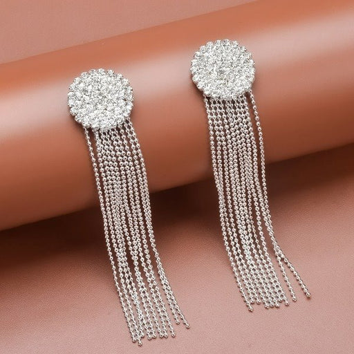 Wholesale alloy Rhinestone tassel earrings JDC-ES-Bis011 Earrings 碧莎 Wholesale Jewelry JoyasDeChina Joyas De China