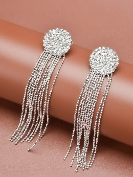 Wholesale alloy Rhinestone tassel earrings JDC-ES-Bis011 Earrings 碧莎 Wholesale Jewelry JoyasDeChina Joyas De China