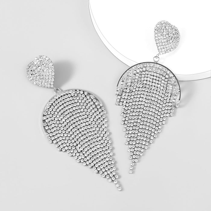 Wholesale alloy rhinestone tassel earrings JDC-ES-JL-013 Earrings ?鹄? silver Wholesale Jewelry JoyasDeChina Joyas De China