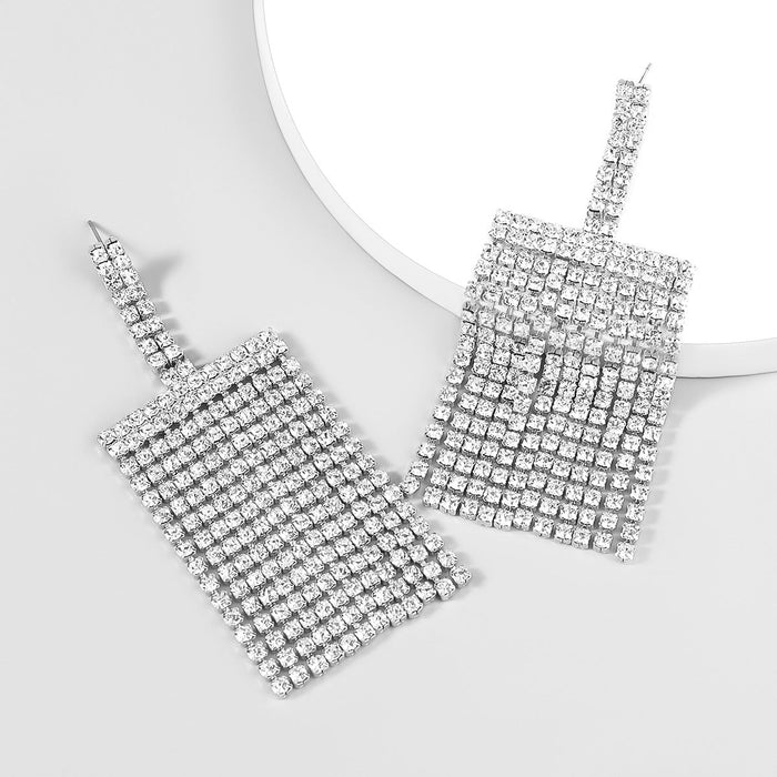 Wholesale alloy rhinestone tassel earrings JDC-ES-JL742 Earrings 氿乐 silver Wholesale Jewelry JoyasDeChina Joyas De China