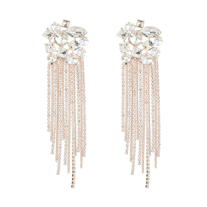 Wholesale Alloy Rhinestone Tassel Earrings JDC-ES-JL940 Earrings 氿乐 gold Wholesale Jewelry JoyasDeChina Joyas De China
