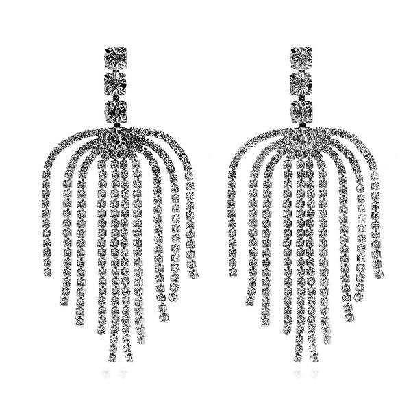 Wholesale alloy rhinestone tassel earrings JDC-ES-JQ209 Earrings 佳琪 Wholesale Jewelry JoyasDeChina Joyas De China