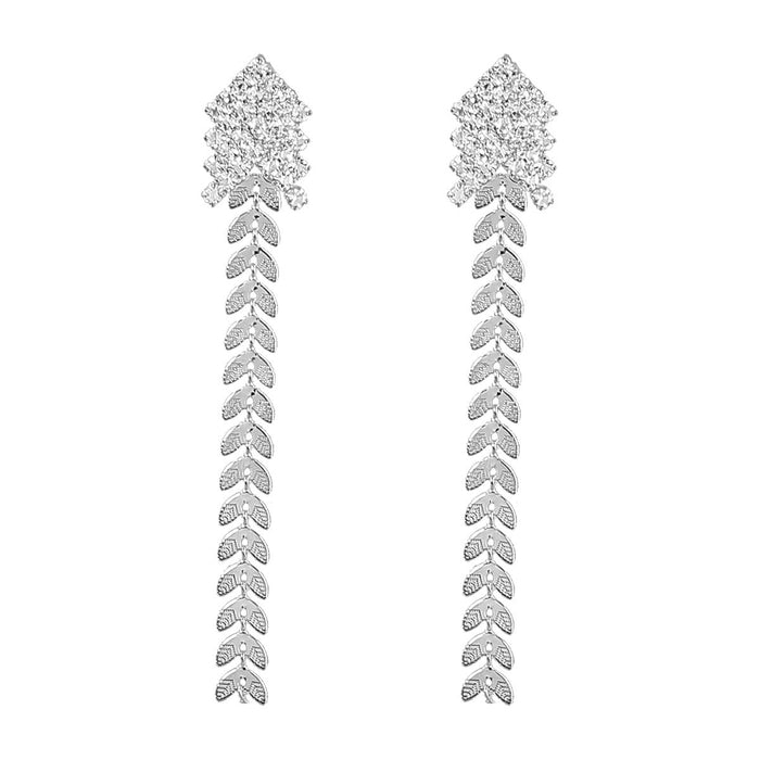 Wholesale alloy rhinestone wheat earrings JDC-ES-JL879 Earrings 氿乐 silver Wholesale Jewelry JoyasDeChina Joyas De China