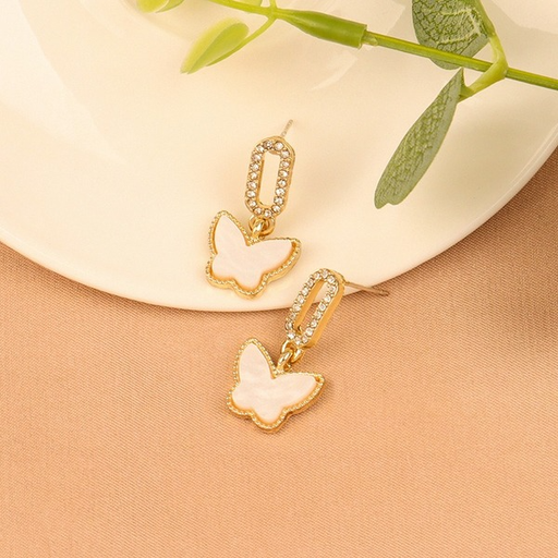 Wholesale alloy Rhinestone white butterfly earrings JDC-ES-LSY029 Earrings JoyasDeChina Wholesale Jewelry JoyasDeChina Joyas De China