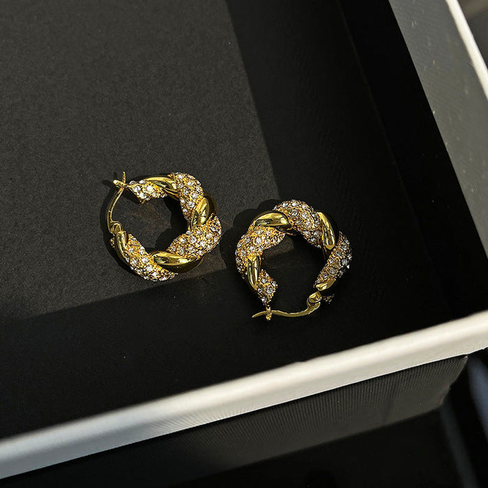 Wholesale Alloy Rhinestone Wrapping Earrings JDC-ES-BY135 Earrings 宝钰 gold Wholesale Jewelry JoyasDeChina Joyas De China