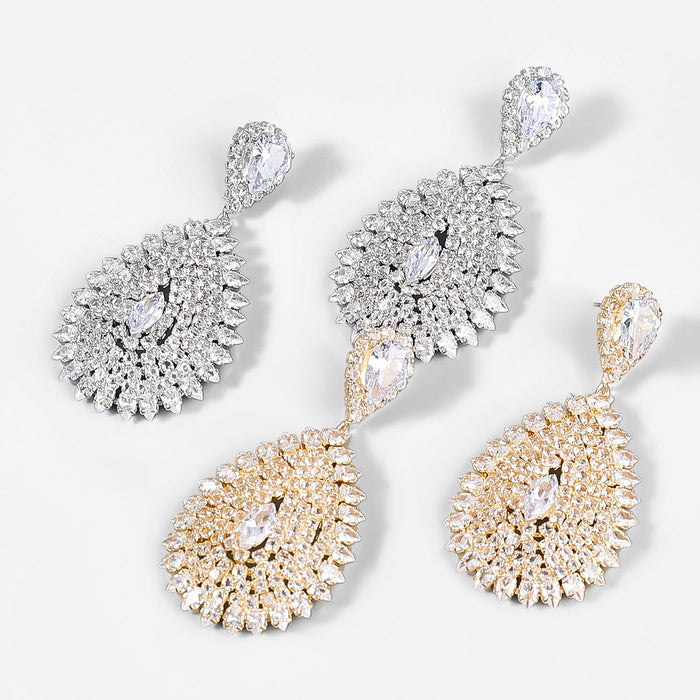 Wholesale alloy rhinestone zircon drop-shaped earrings JDC-ES-JL878 Earrings 氿乐 Wholesale Jewelry JoyasDeChina Joyas De China