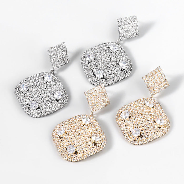 Wholesale alloy rhinestone zircon rhombus earrings JDC-ES-JL861 Earrings 氿乐 Wholesale Jewelry JoyasDeChina Joyas De China