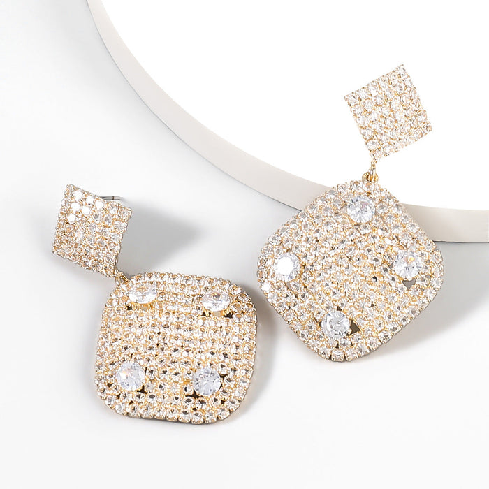 Wholesale alloy rhinestone zircon rhombus earrings JDC-ES-JL861 Earrings 氿乐 gold Wholesale Jewelry JoyasDeChina Joyas De China